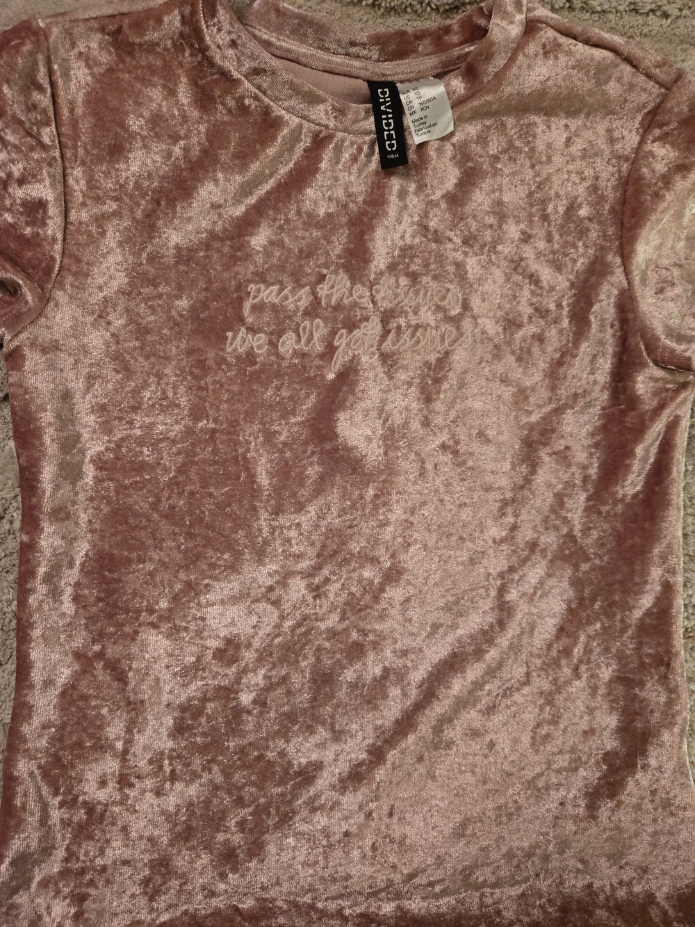 Divided Girls' Pink Velvet Short-Sleeve Top